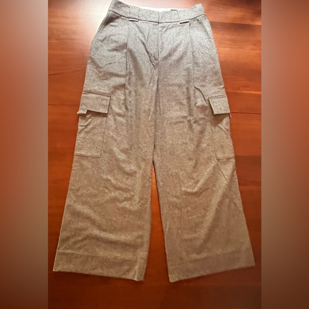 ME+EM Herringbone Trousers in Gray and White